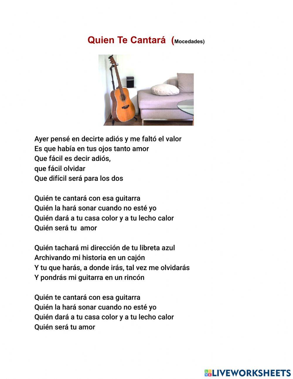 Quien te cantará con esa guitarra.  Video y preguntas.