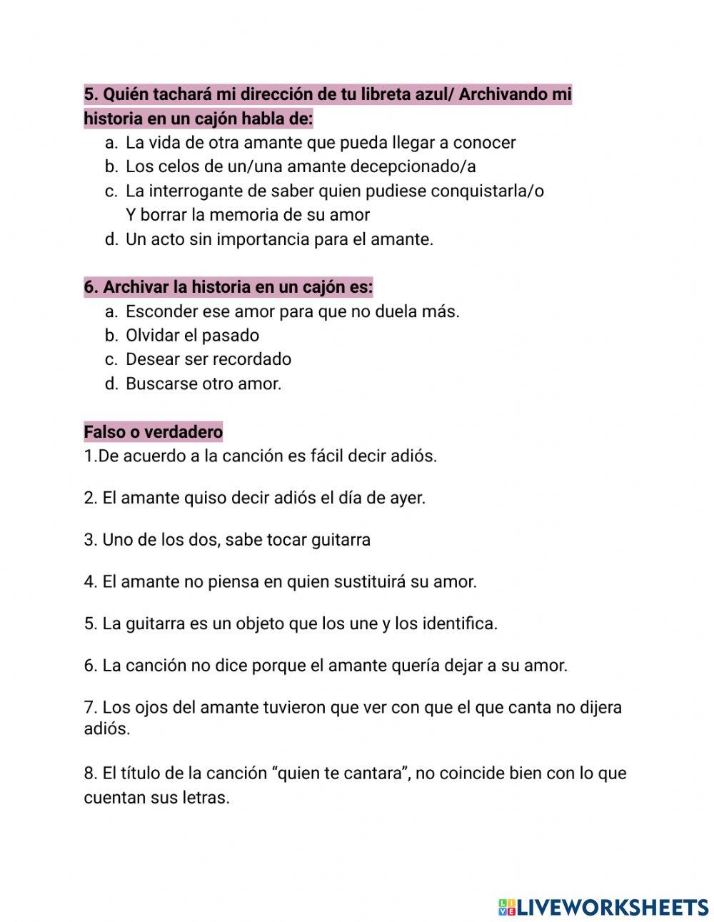 Quien te cantará con esa guitarra.  Video y preguntas.