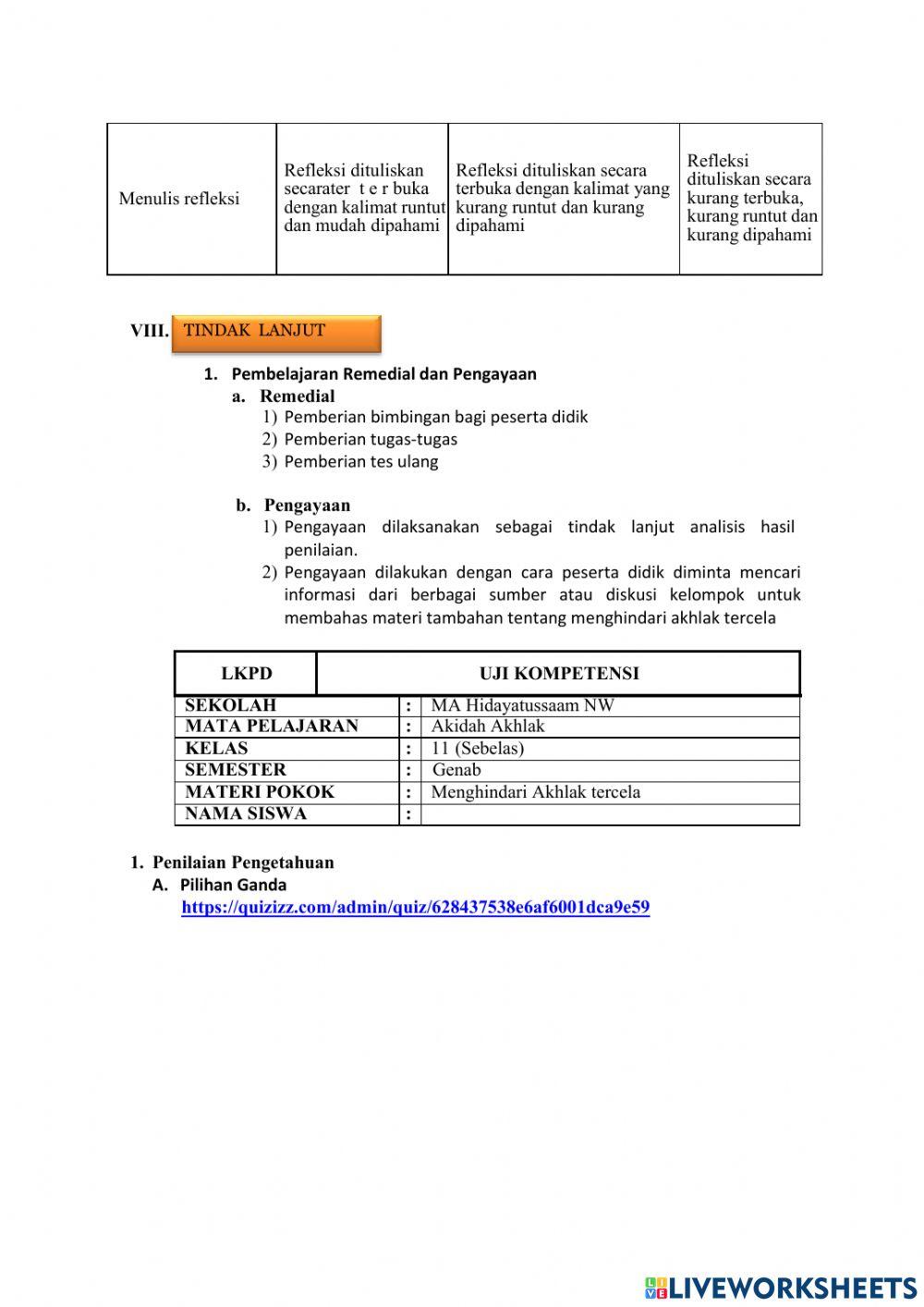 LKPD Akidah Akhlak XI