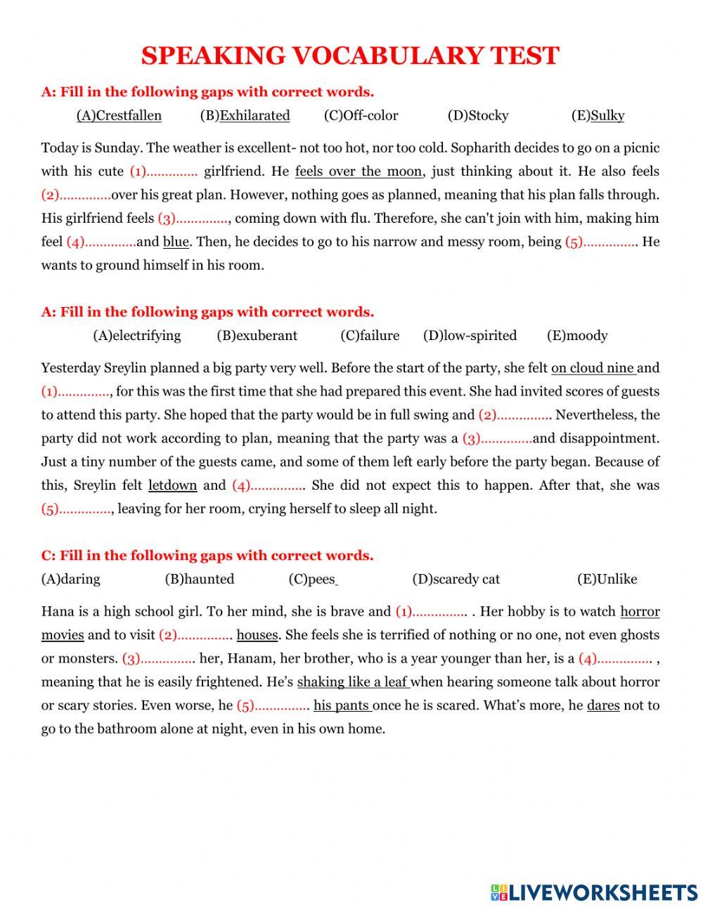 End-of-pre-ielts speaking vocabulary test