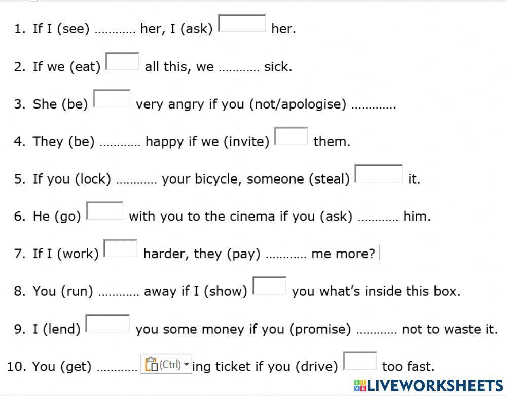 Conditional Sentence Type 1-Easy Level