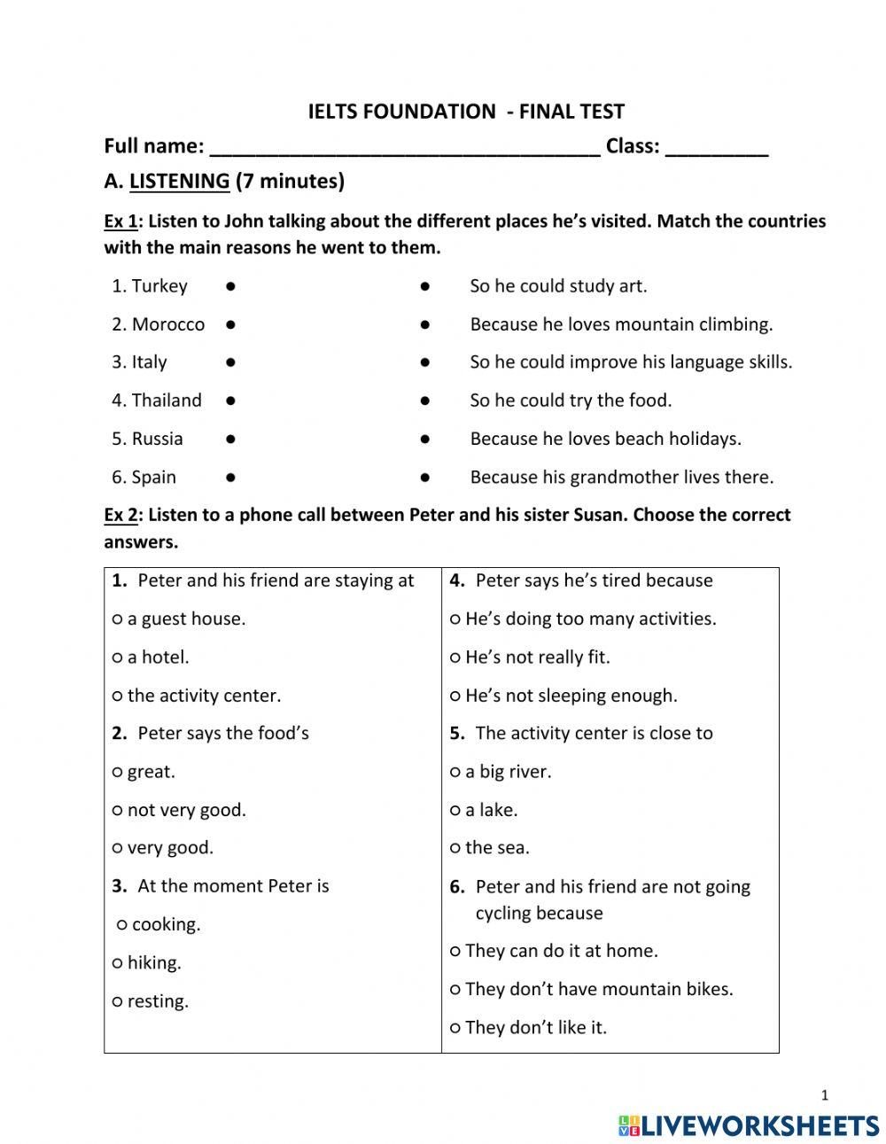 IELTS FOUNDATION - Final test