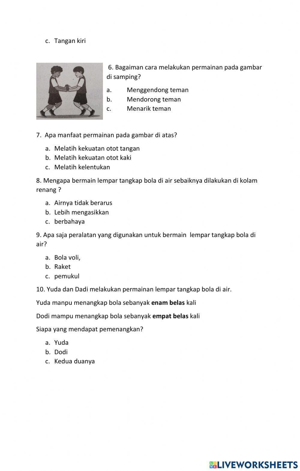 Tugas pjok kelas 2 tema 8 sub tema 2