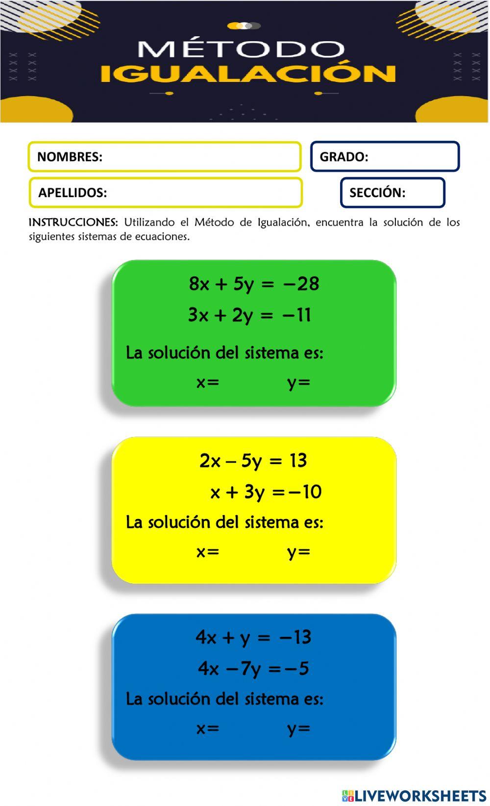 Sistemas de Ecuaciones (2x2)