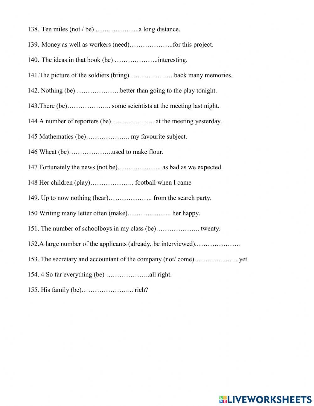 E- 12- verb and subject agreement
