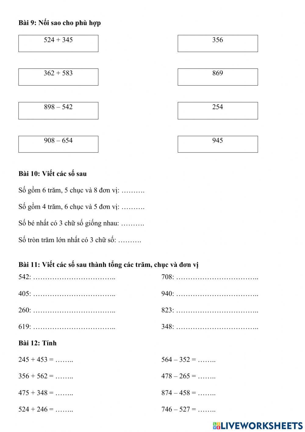 Ôn tập Toán cuối học kì 2