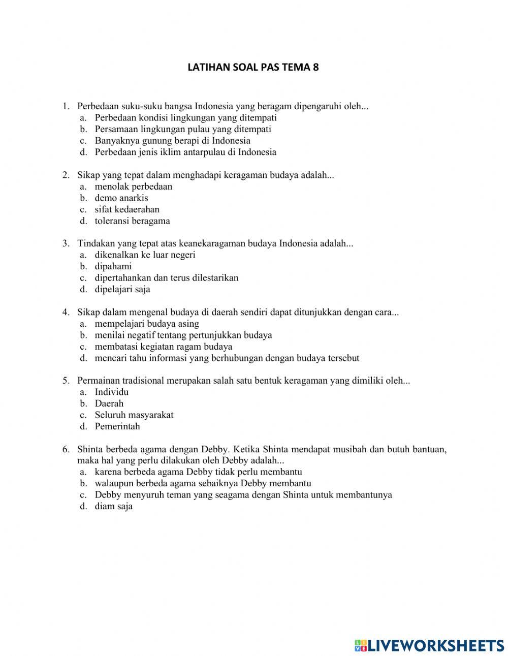 Latihan tema 8 - les