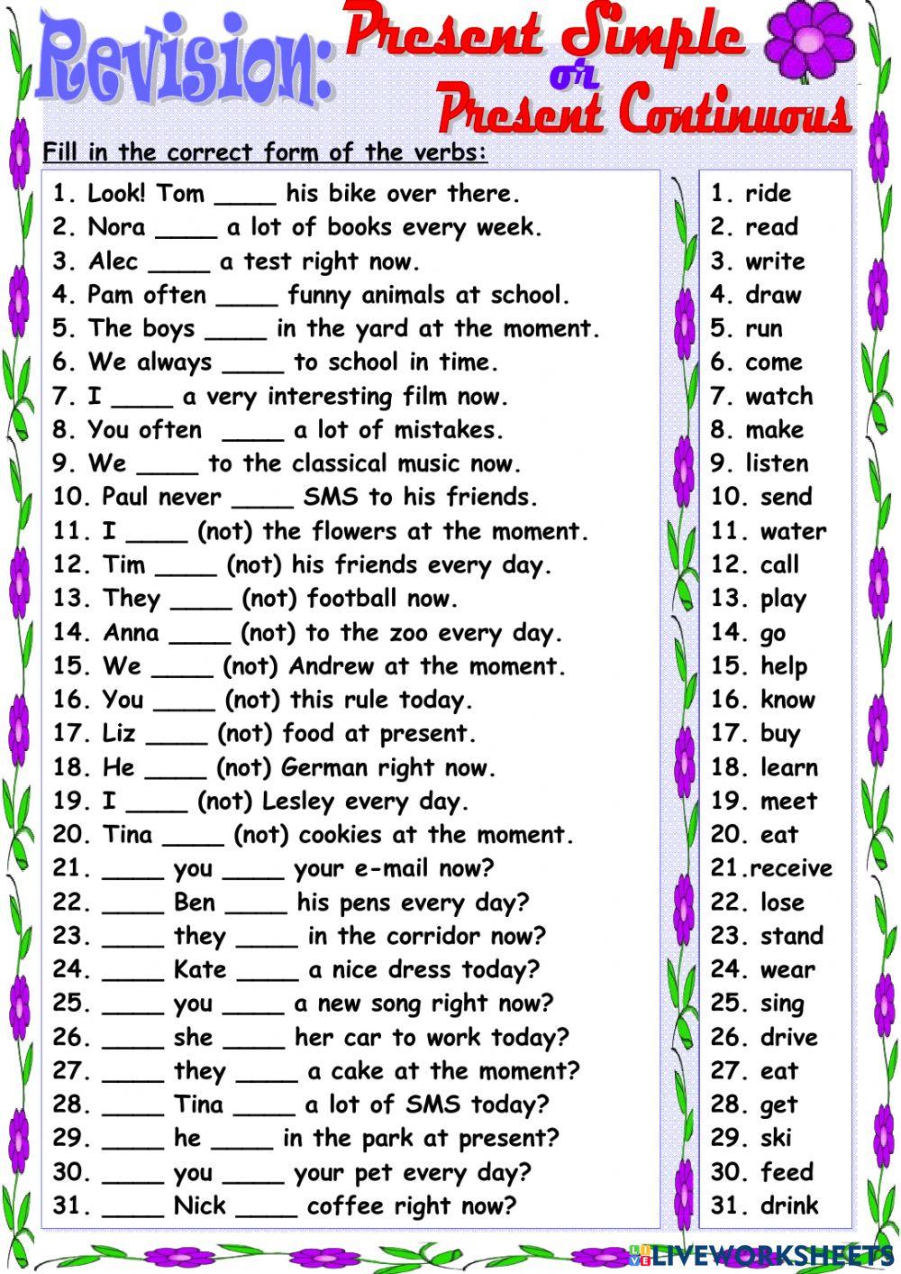 Present simple and present continuous