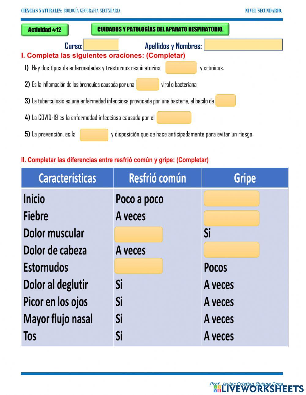 12. Cuidados y patologías del aparato respiratorio