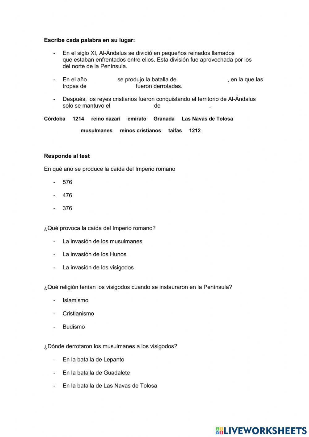 El reino visigodo y la conquista musulmana