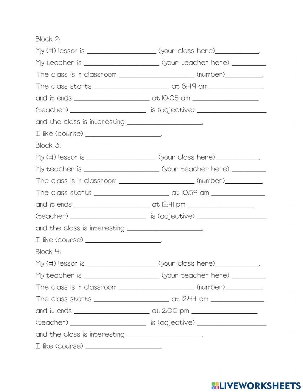 Describing courses-teachers in French