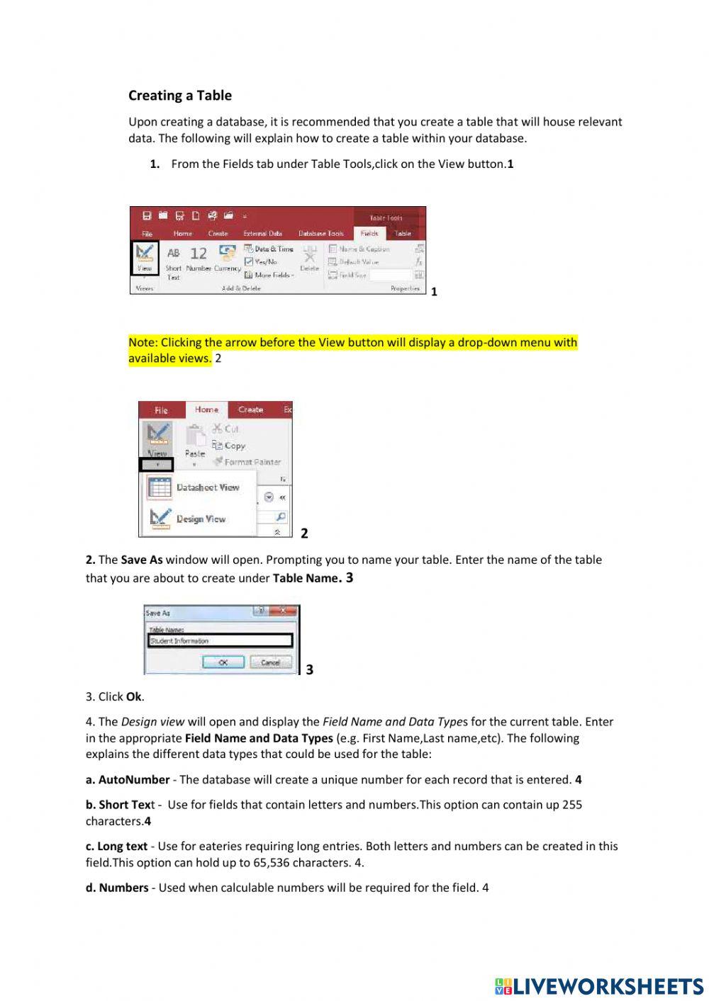 Lesson 2 Creating a database