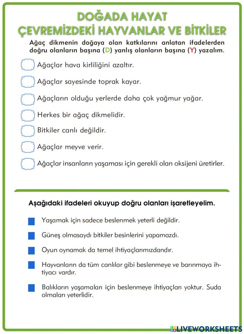 Doğada Hayat Çevremizdeki Hayvanlar ve Bitkiler