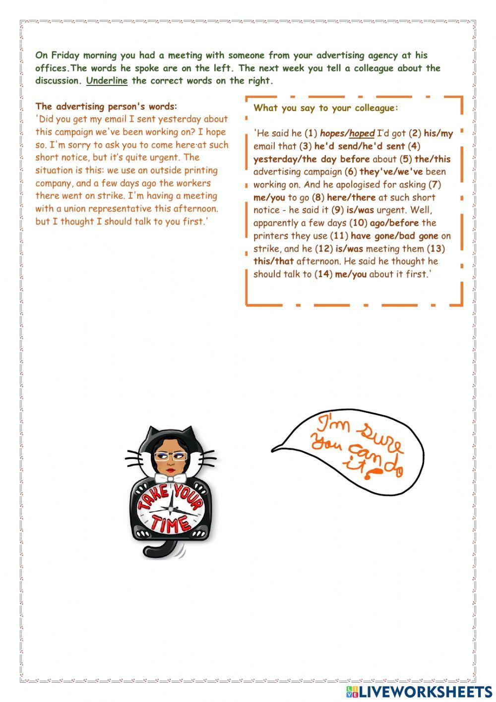 Reported speech- Statements