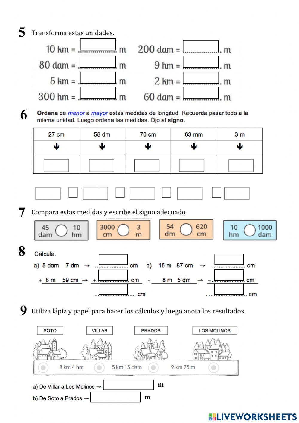La longitud. Repaso de contenidos