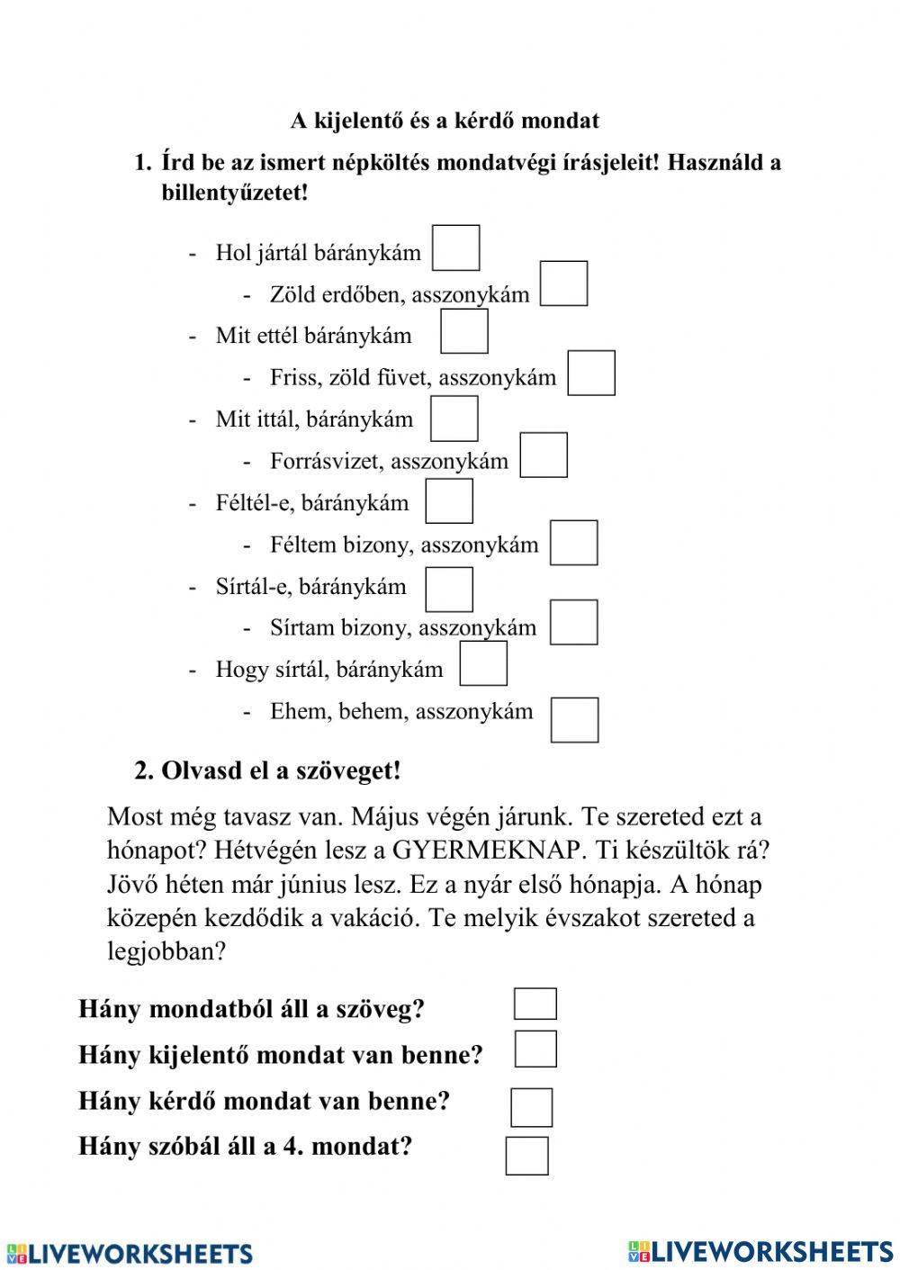 Kijelentő és kérdő mondat