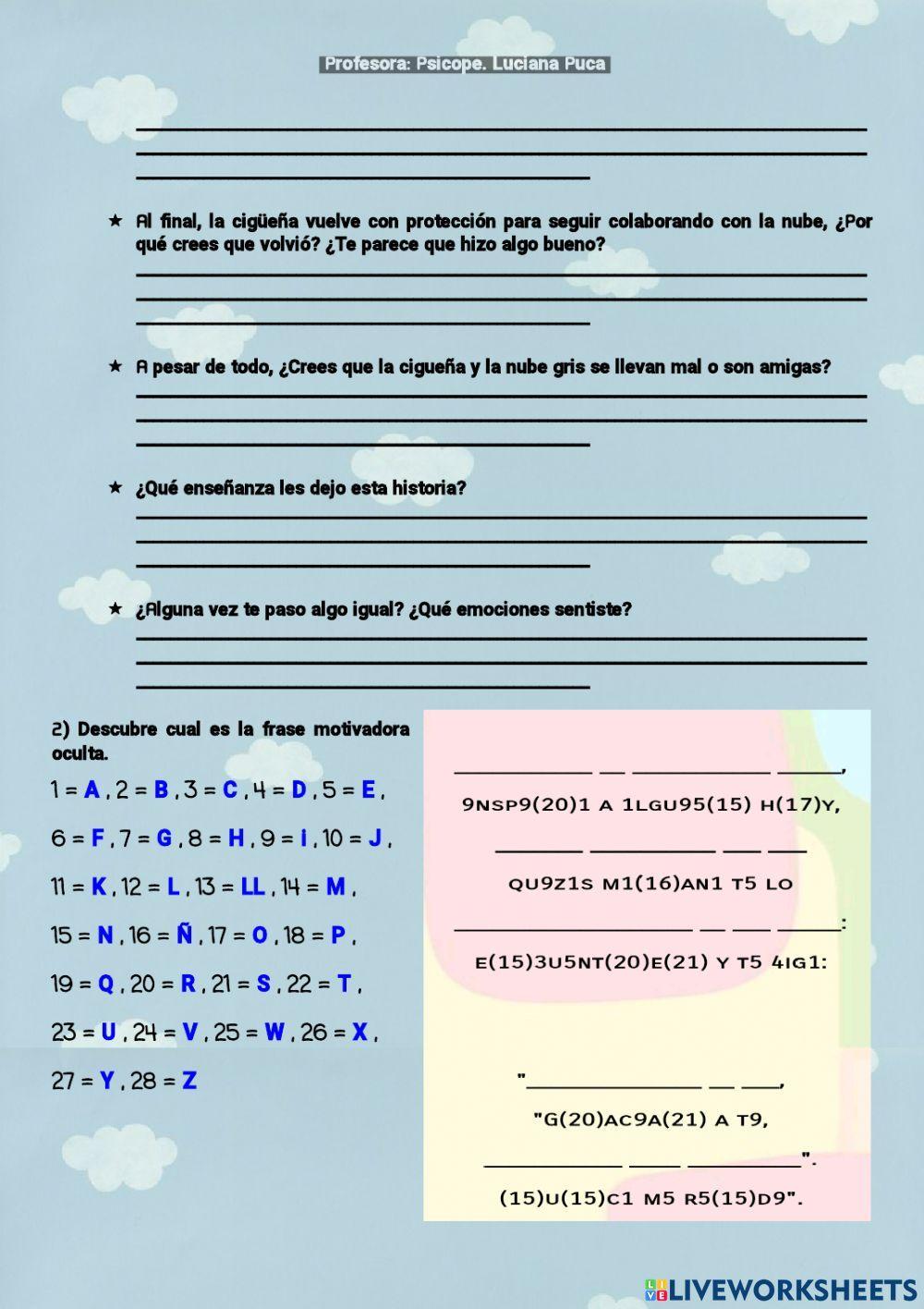 Ficha comprensiva cortometraje CLOUDY PARTLY (PARCIALMENTE NUBLADO)