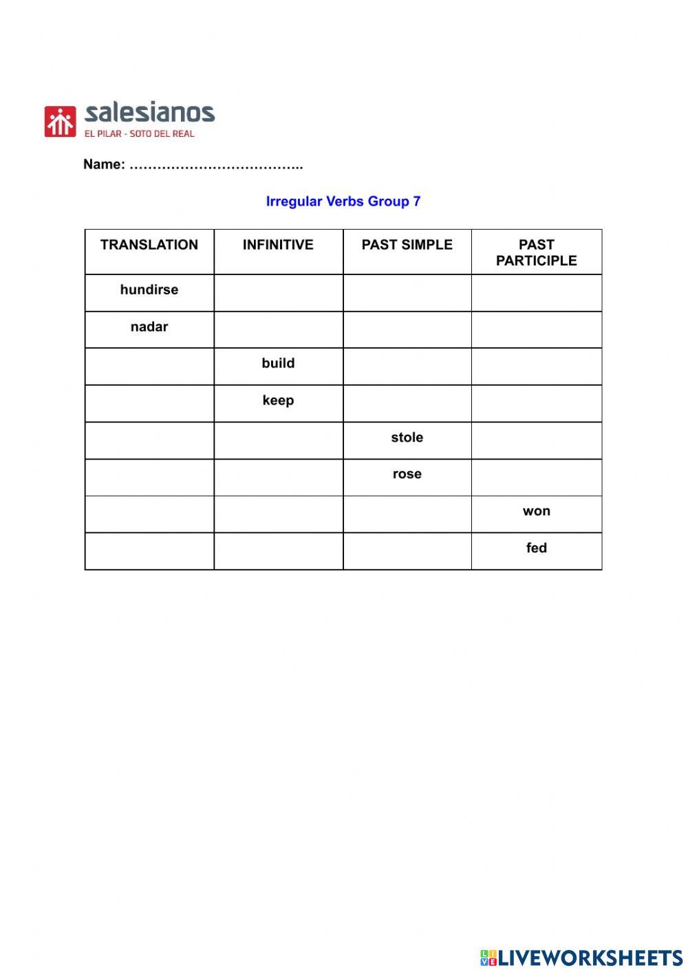 Irregular Verbs 1-7 REVIEW