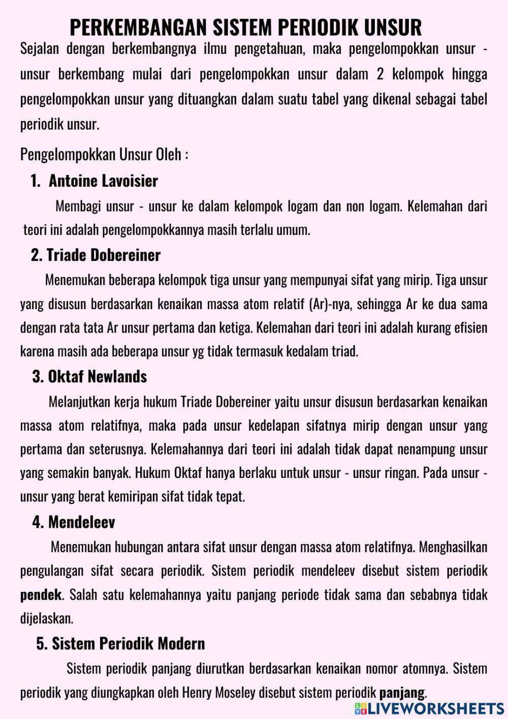 Sistem Periodik Unsur Bagian 5