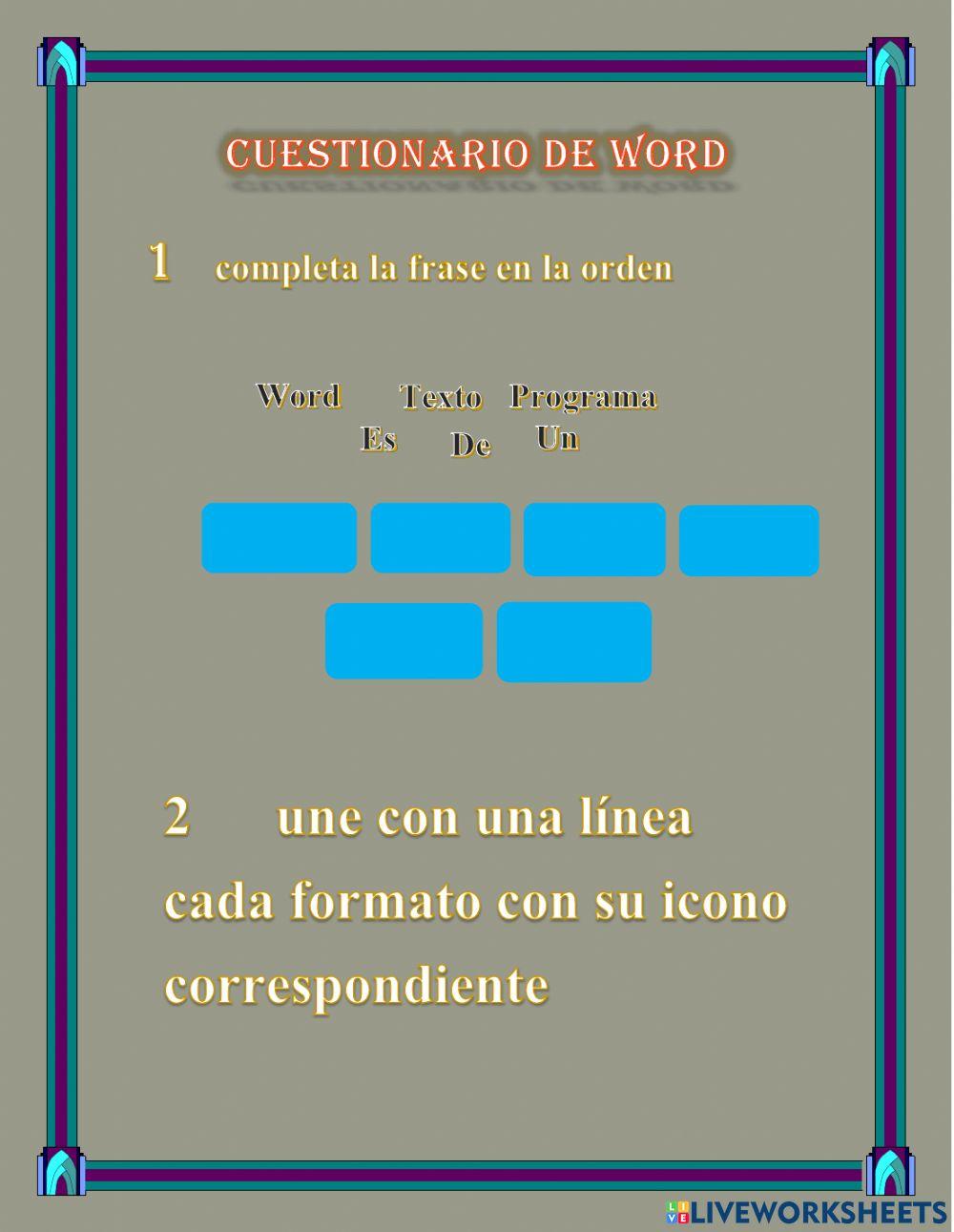 Cuestionario de Word