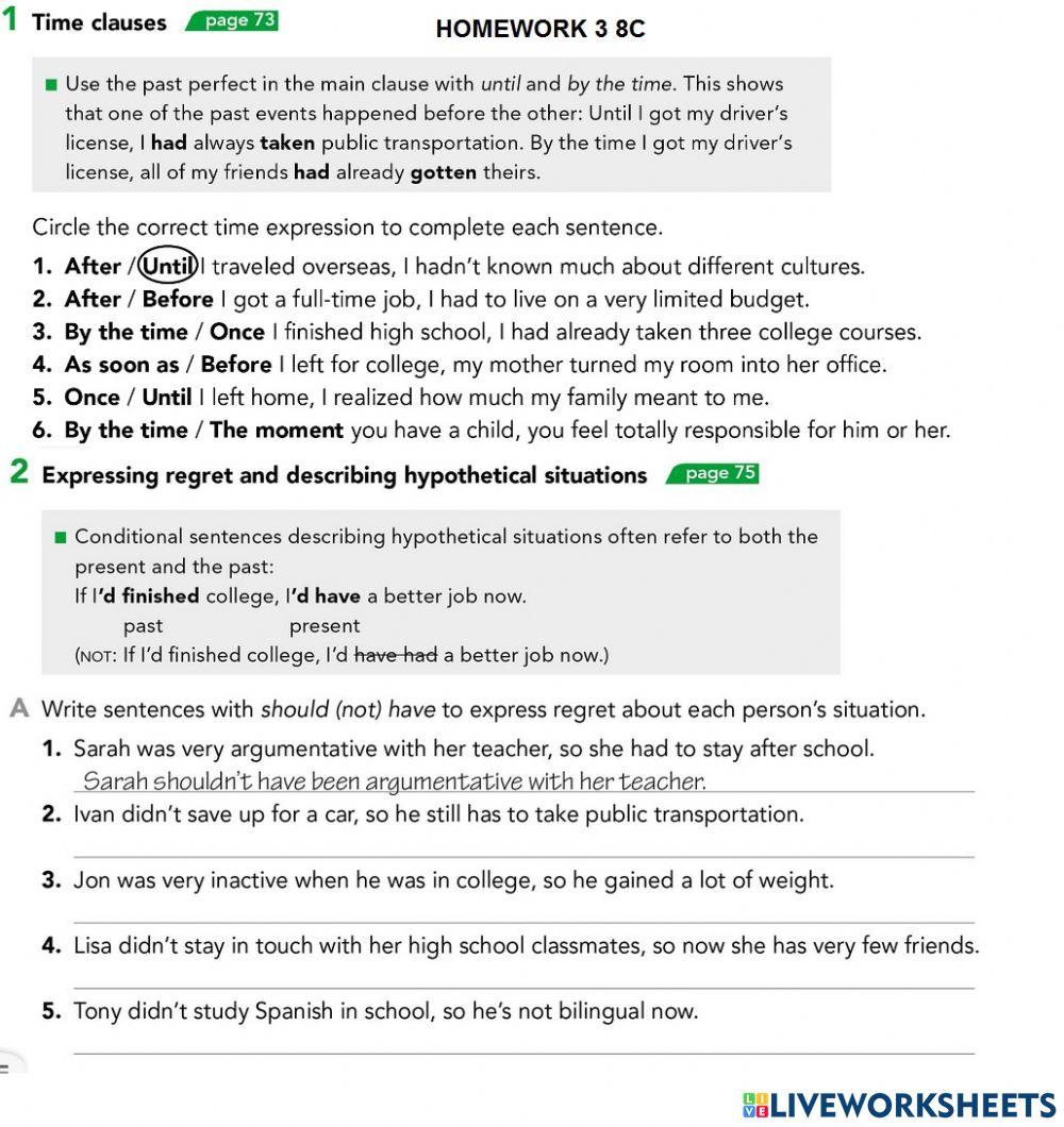 HW3 8C ITD on 13-07 online exercise for | Live Worksheets