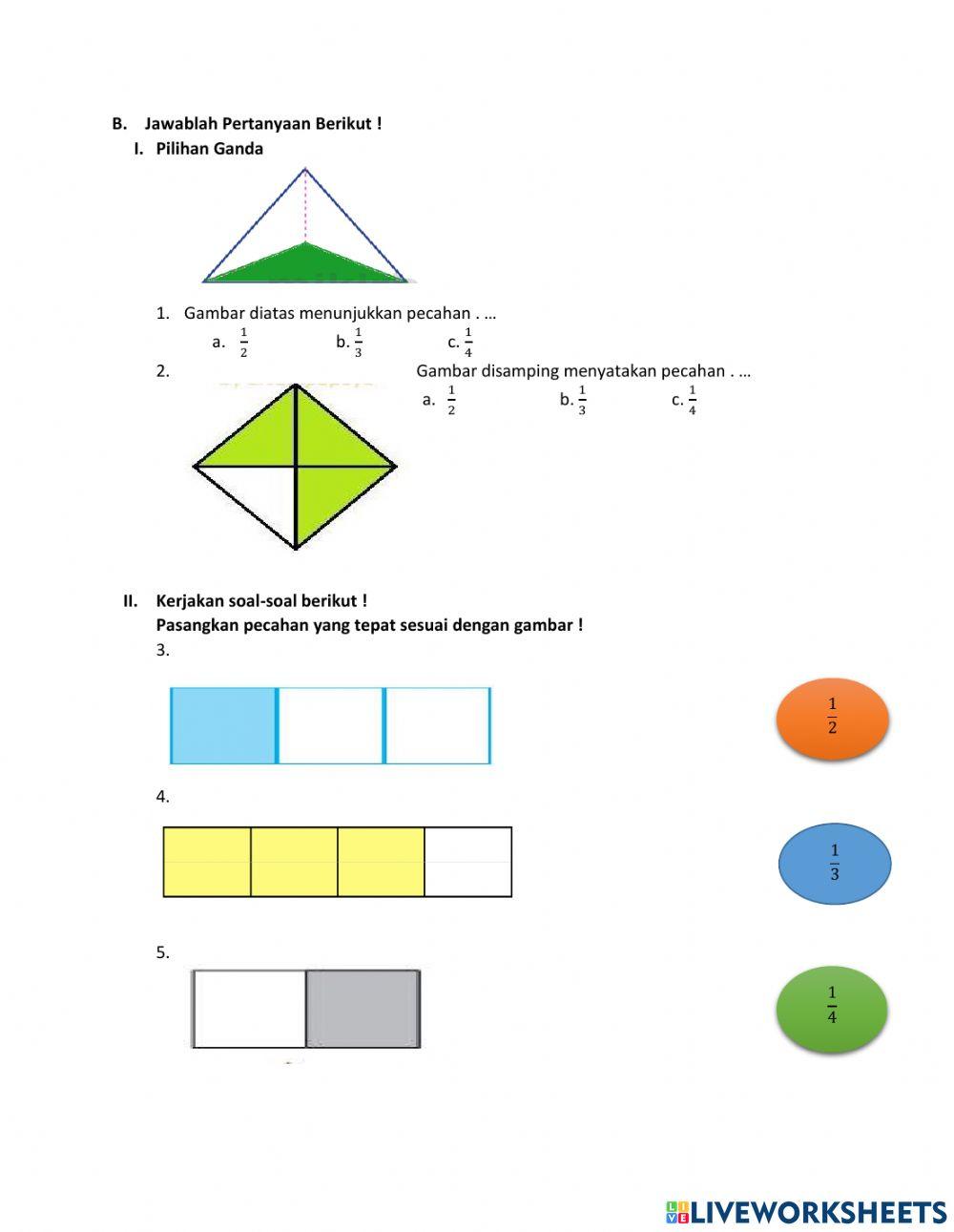 Latihan menentukan nilai pecahan