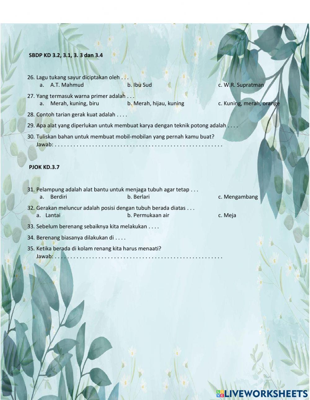 Penilaian harian Tema 7