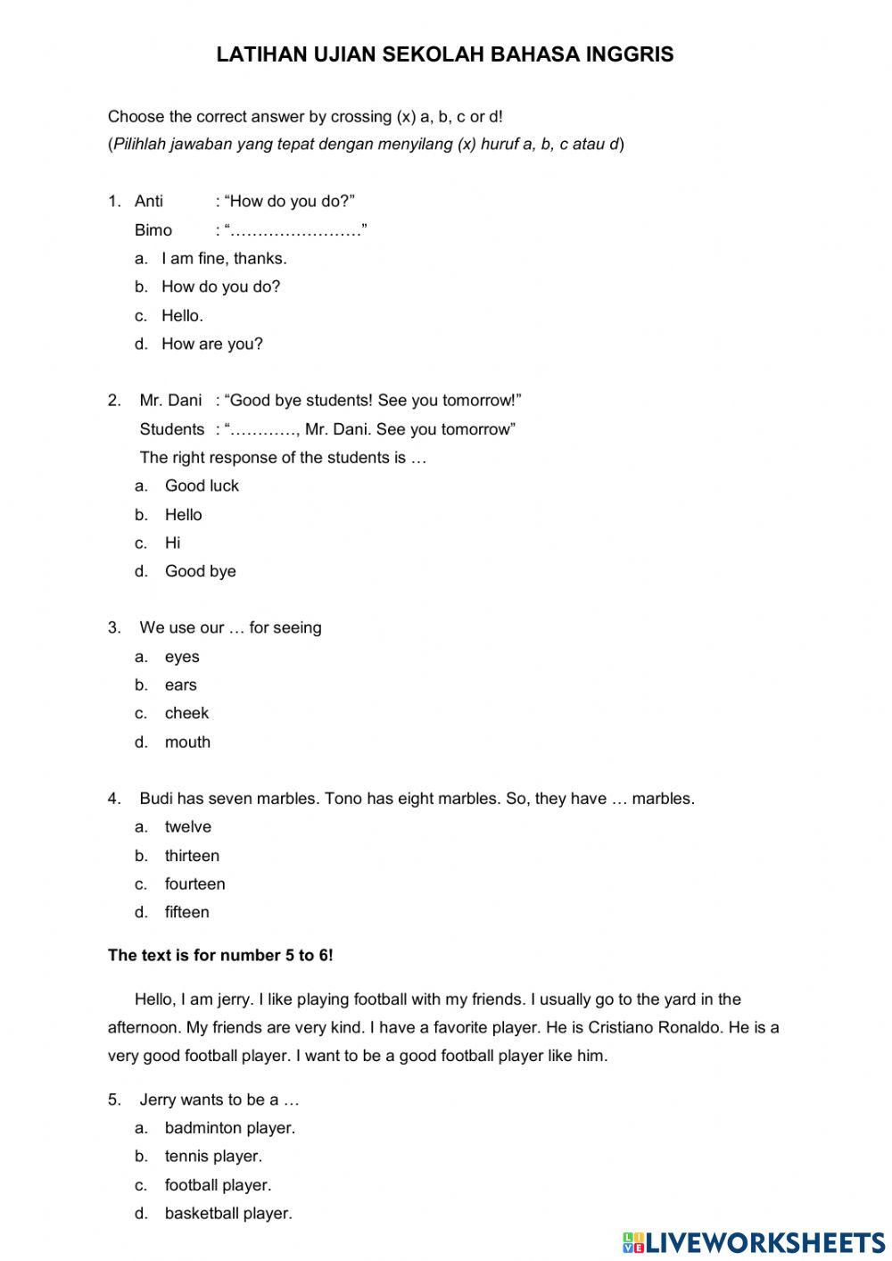 Latihan Ujian Sekolah Kelas 6