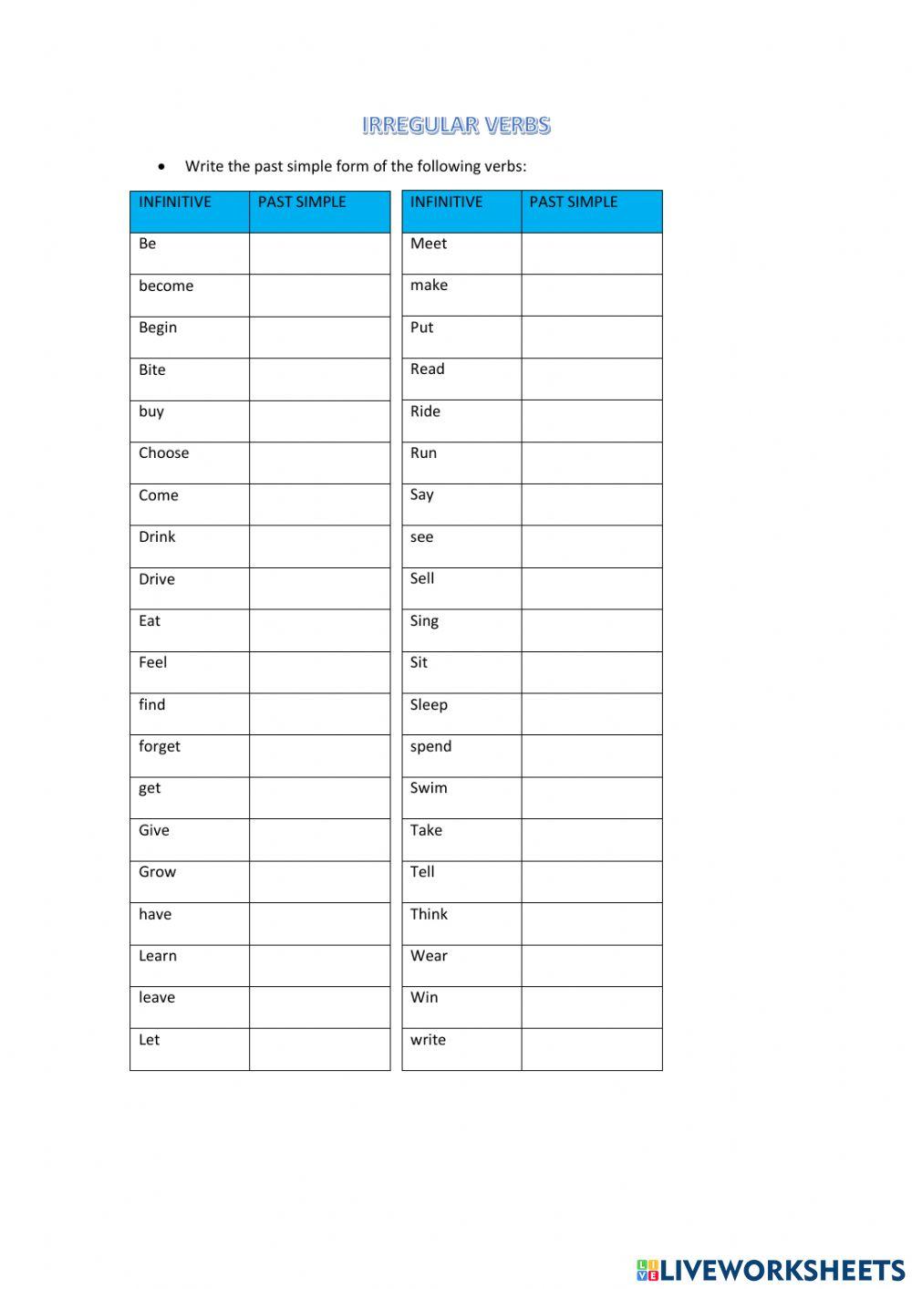 Irregular verbs