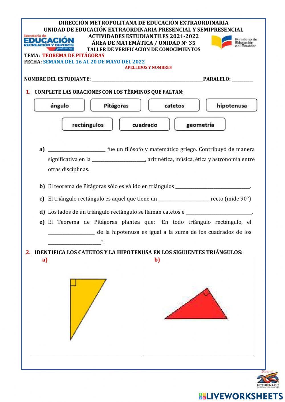 Teorema de pitagoras