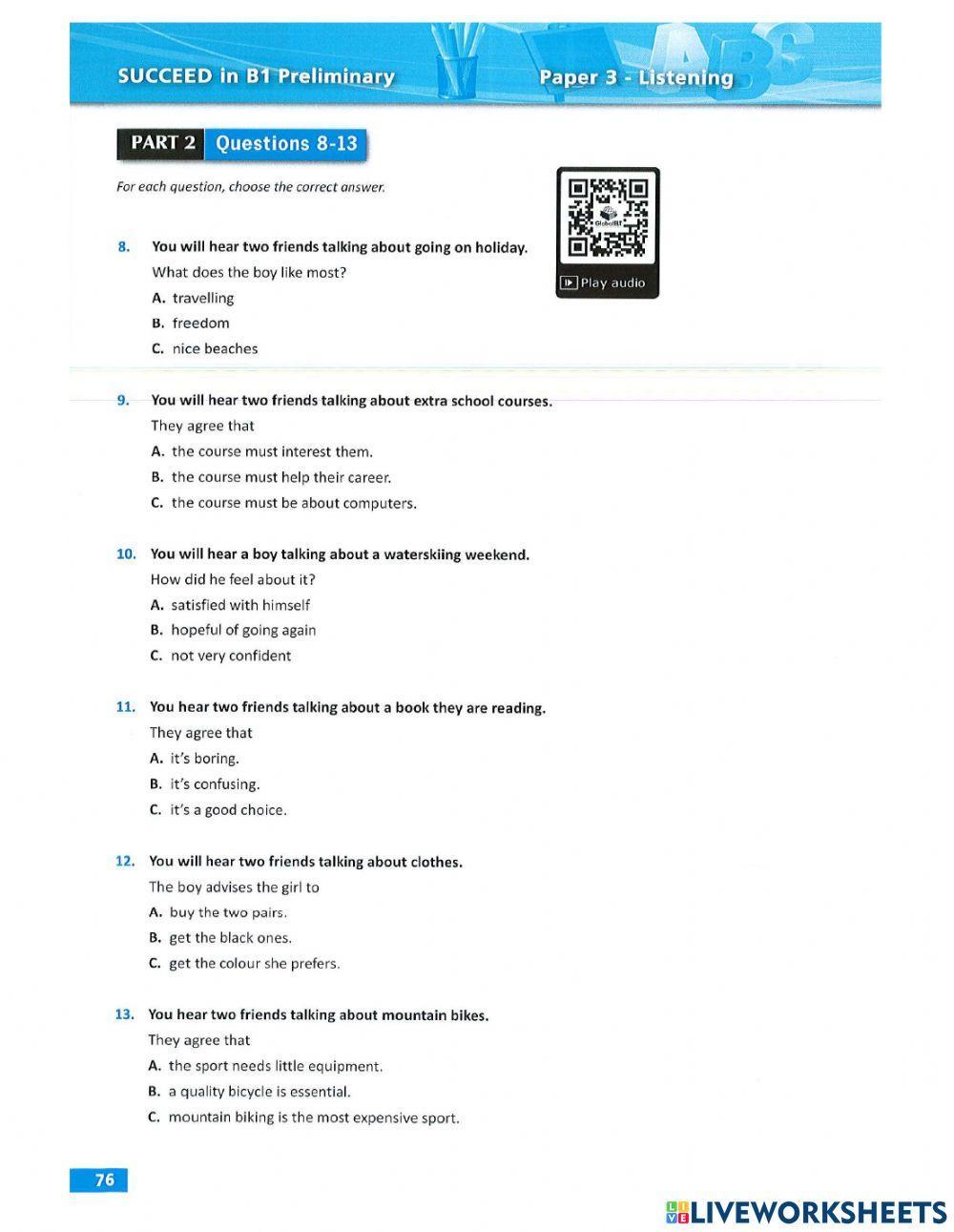 B1 LISTENING succeed test 4