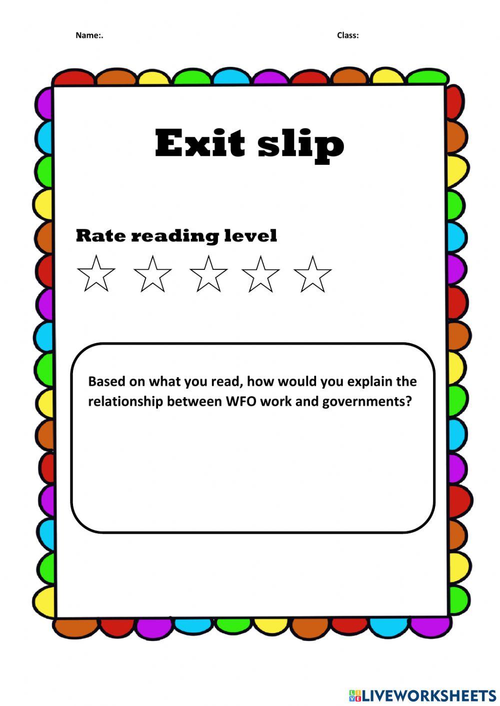 Exit ticket