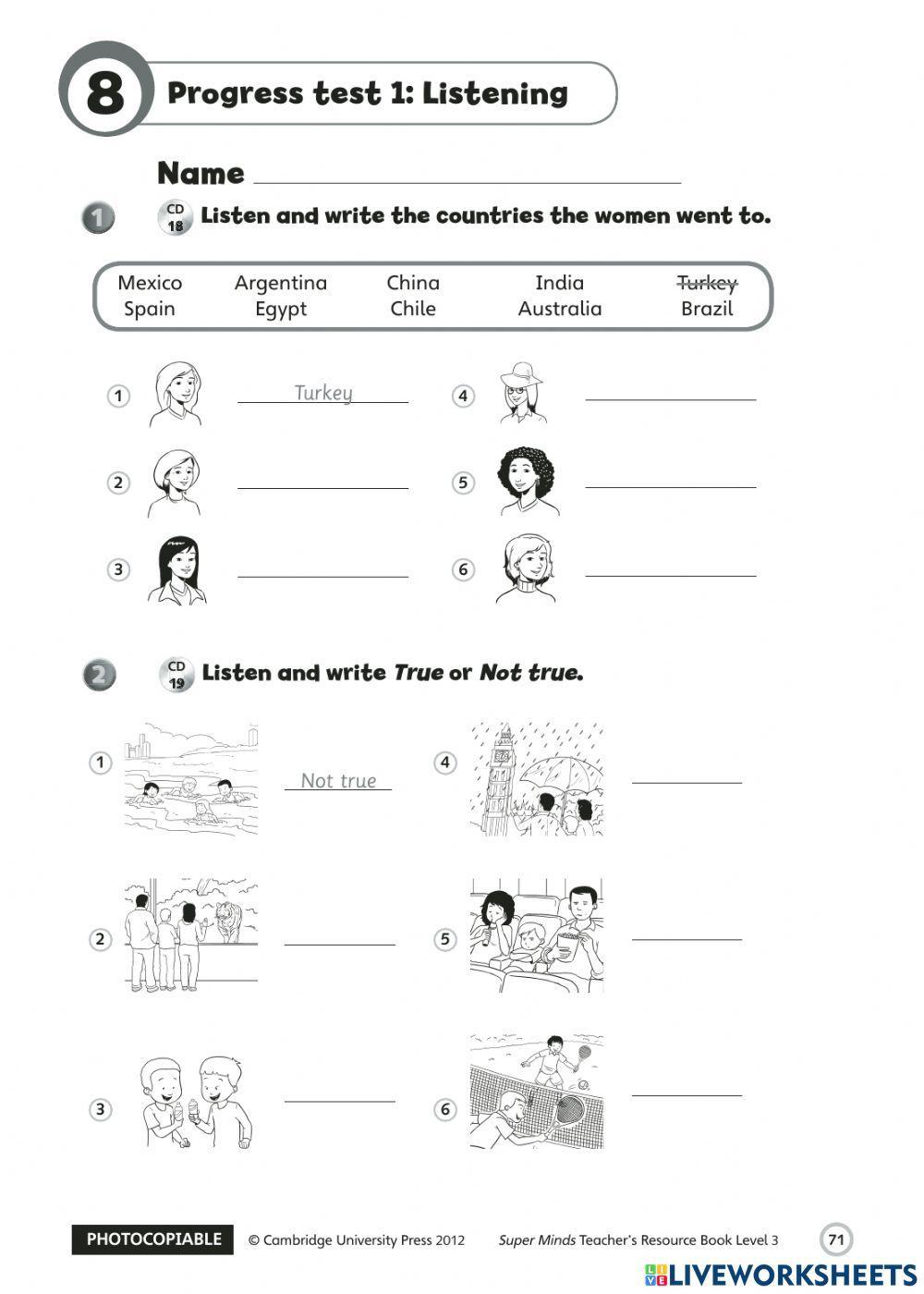 Super Minds 3-Unit 8-Progress test