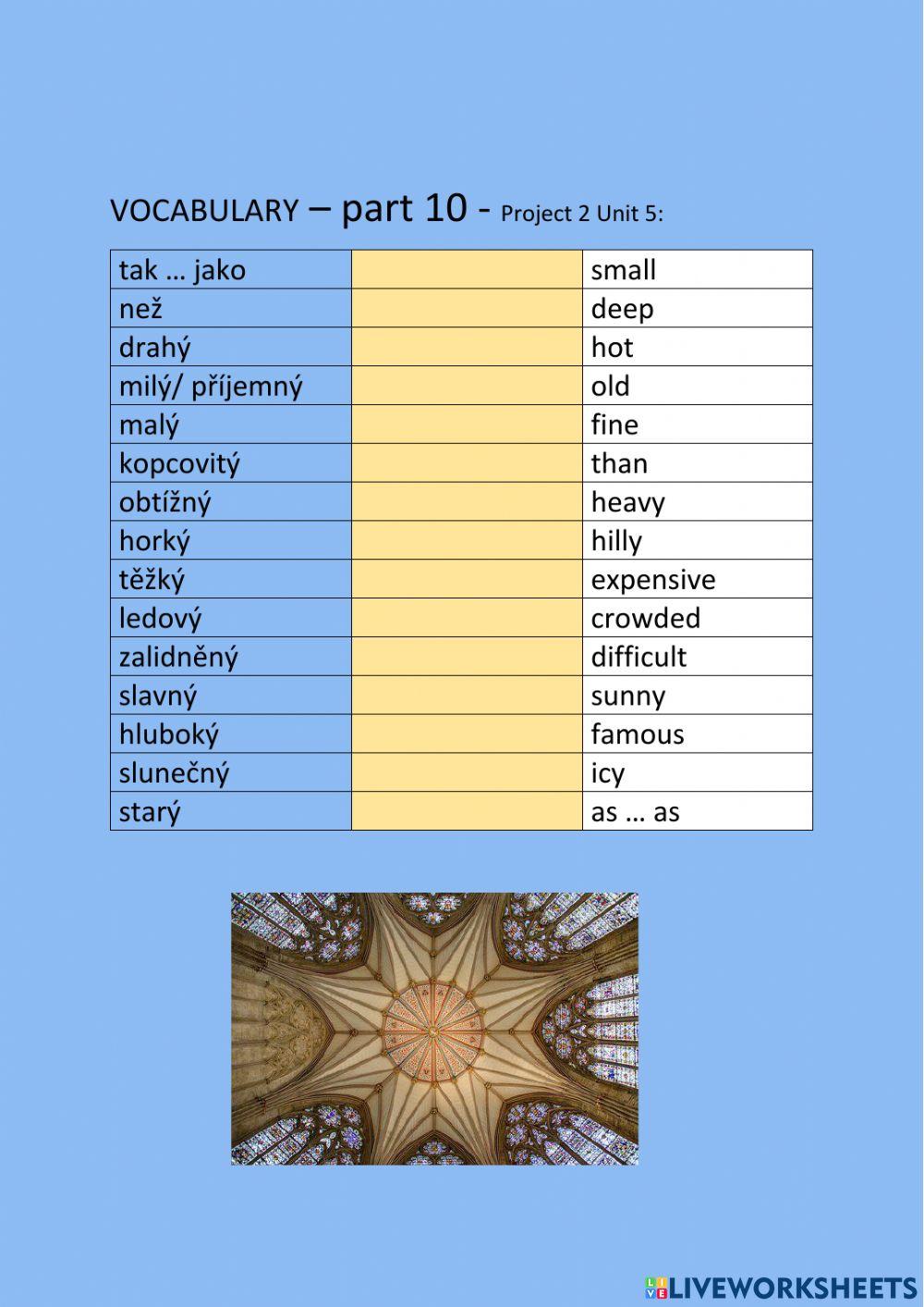 ANG 6 PROJECT 2 UNIT 5  - vocabulary - part 10 - drag and drop
