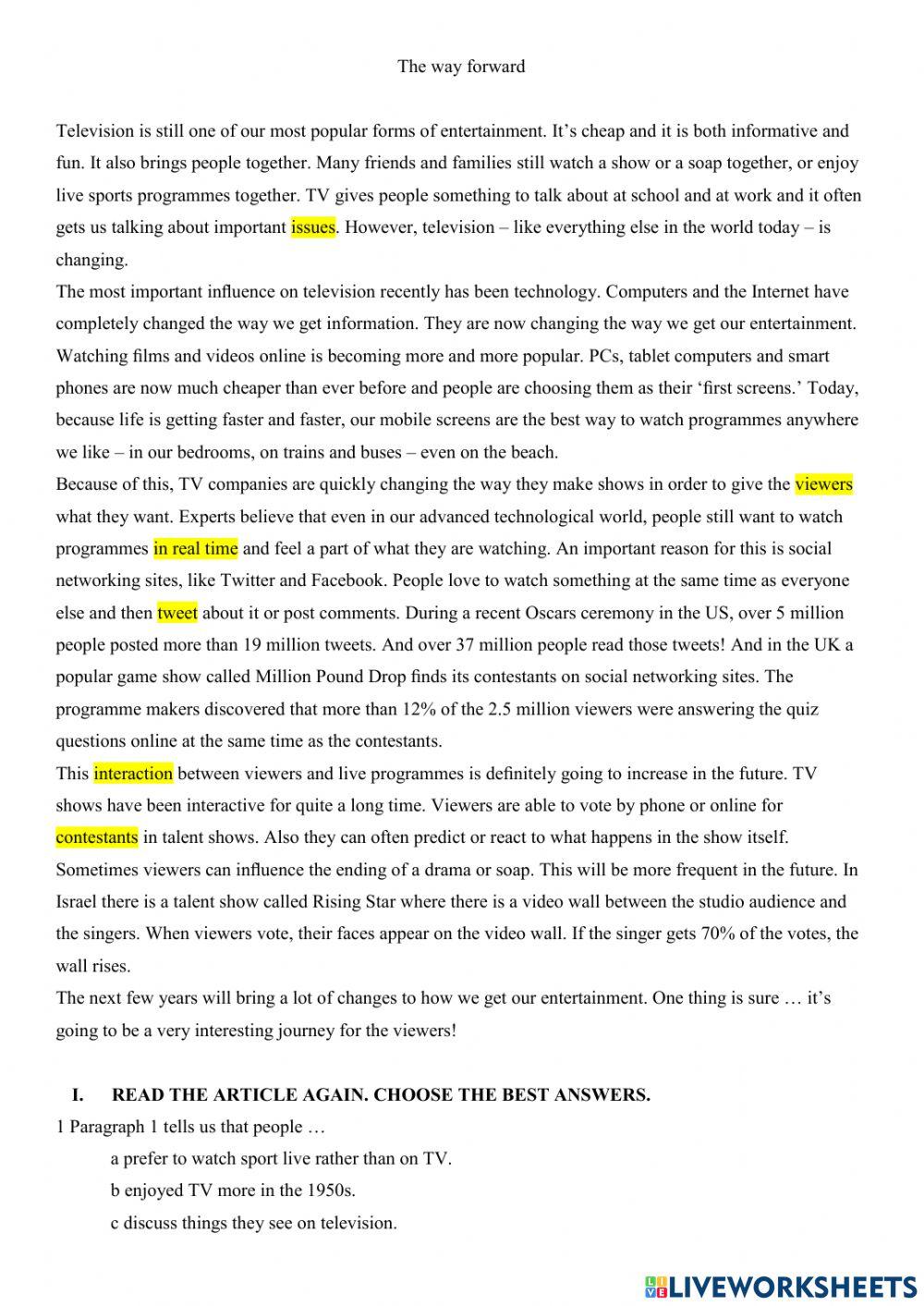 Gateway B1 Unit 5 Reading