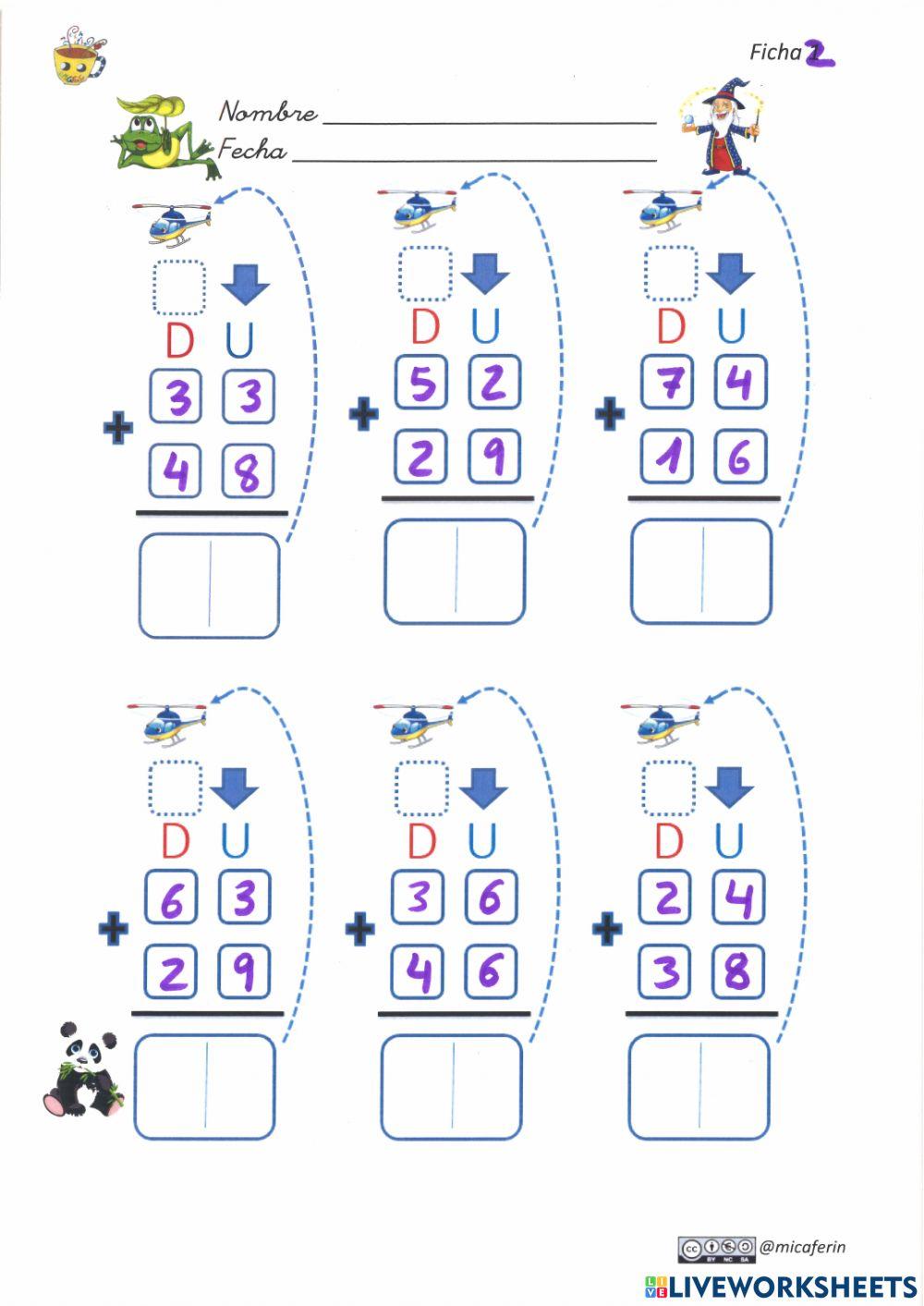Sumas con llevadas ficha 2