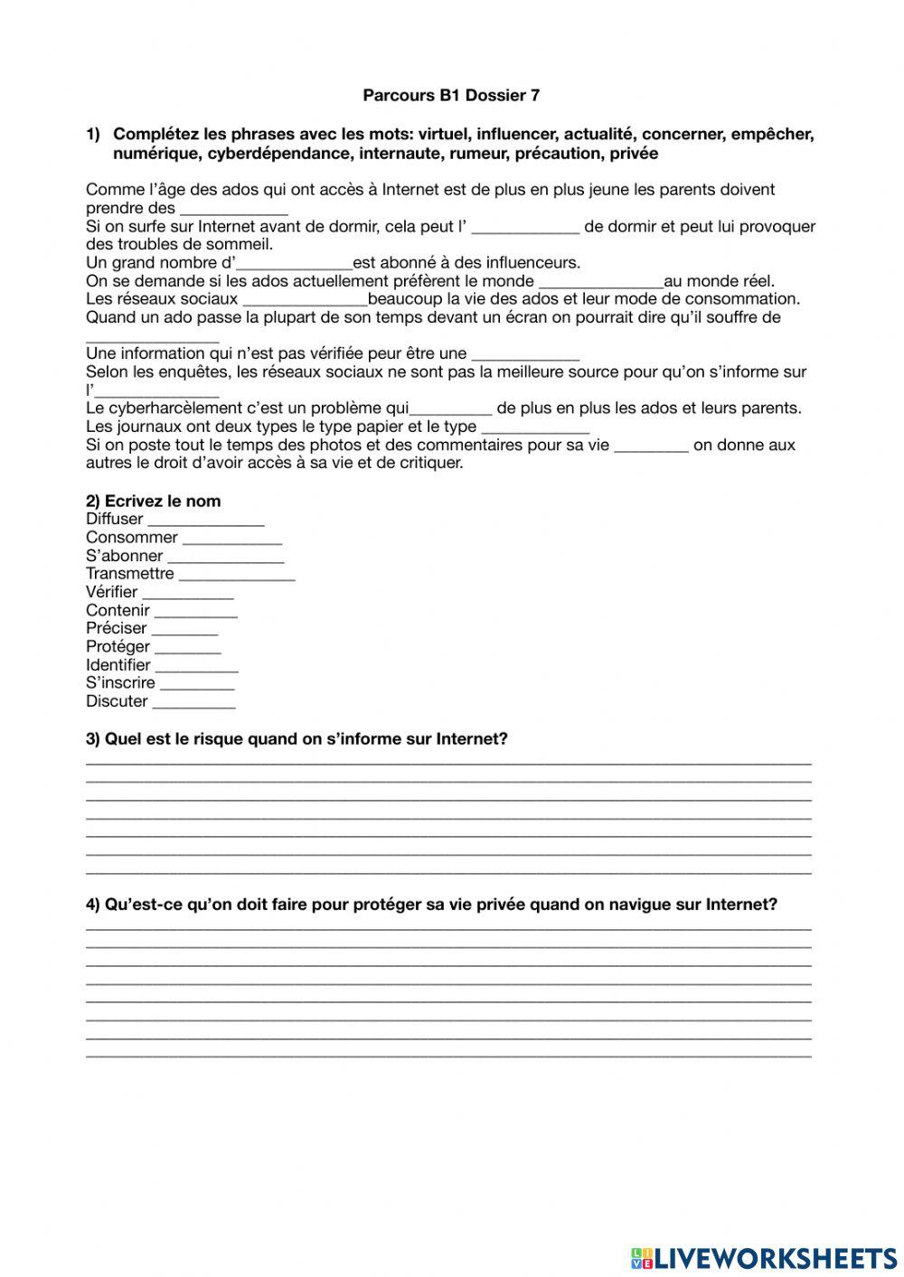 Parcours B1 dossier 7