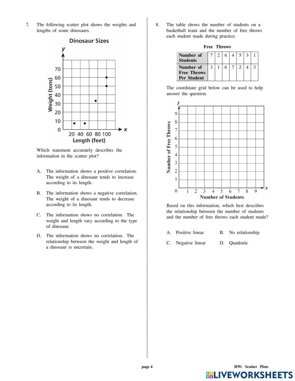 Scatter plots trend lines 5 25 online exercise for live worksheets