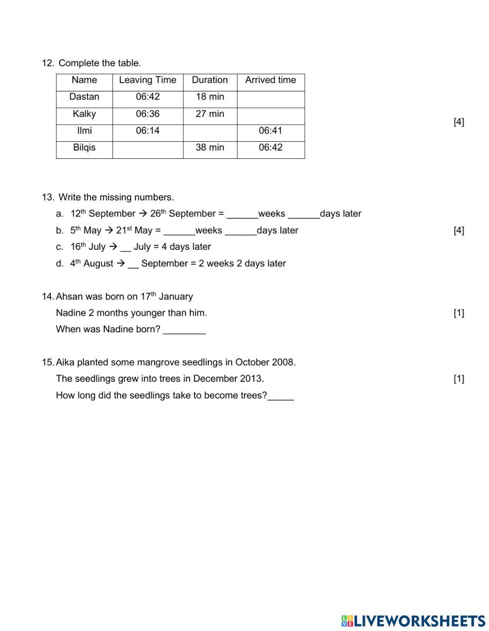 Assessment Data Handling & Time