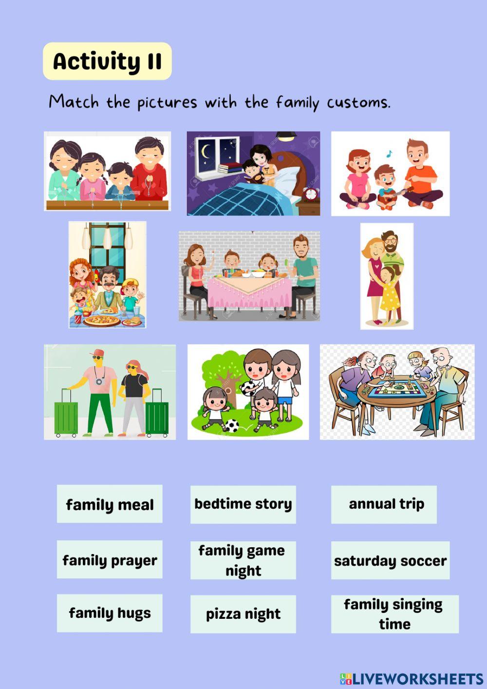 Family Tradition Worksheets