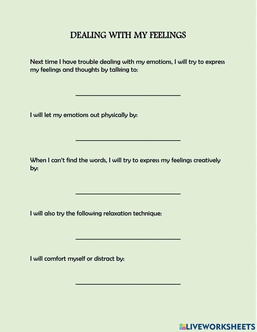 Dealing with my Feelings worksheet | Live Worksheets