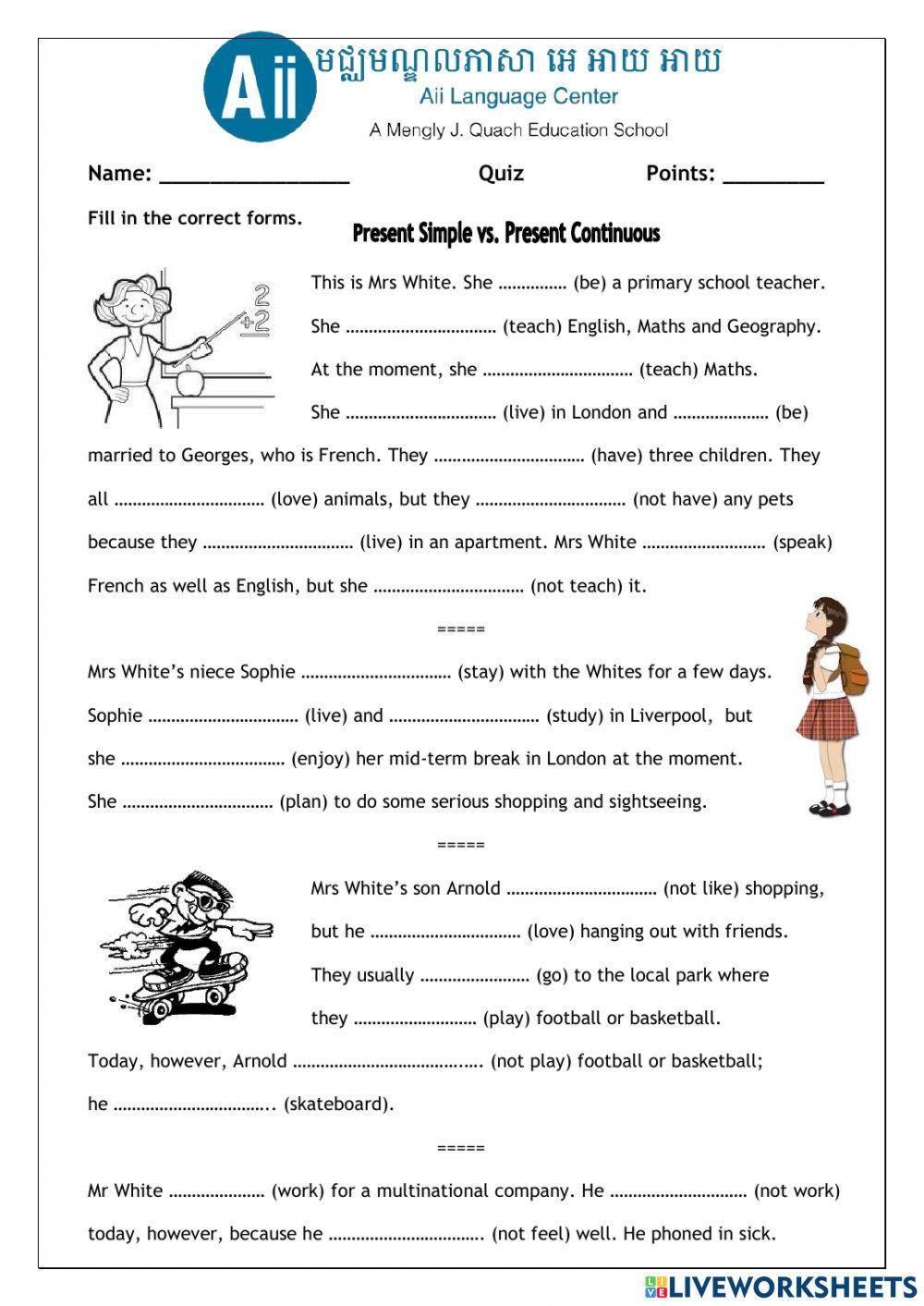 Present Simple Vs Present Continuous Tense
