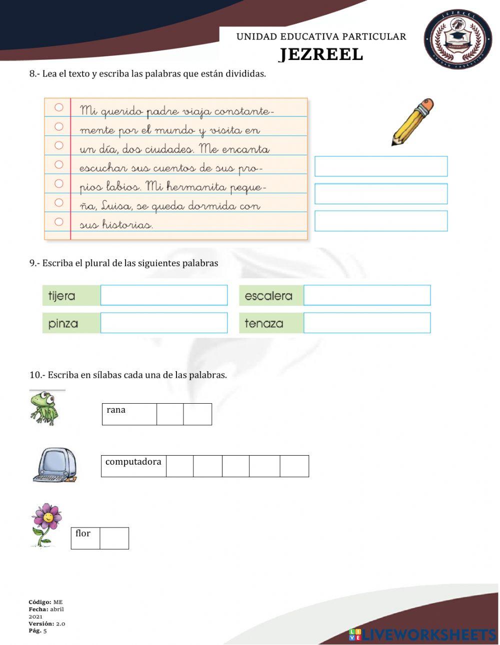 Evaluación de Lengua y Literatura