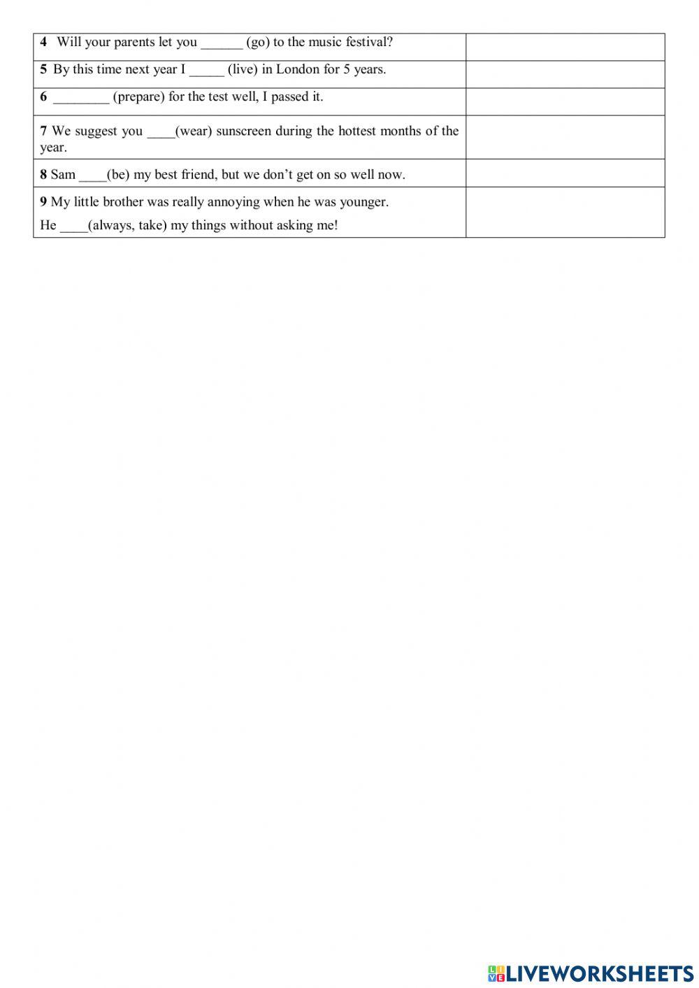 Final Vocabulary and Grammar Test
