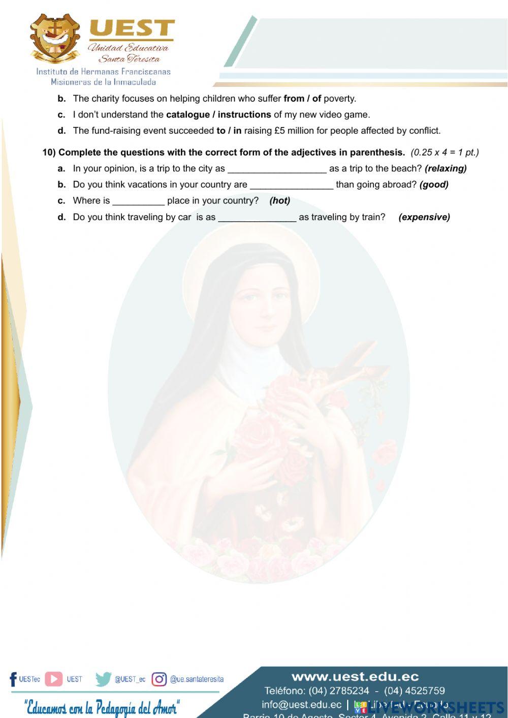 SECOND BACCALAUREATE-DIAGNOSTIC TEST - 2022