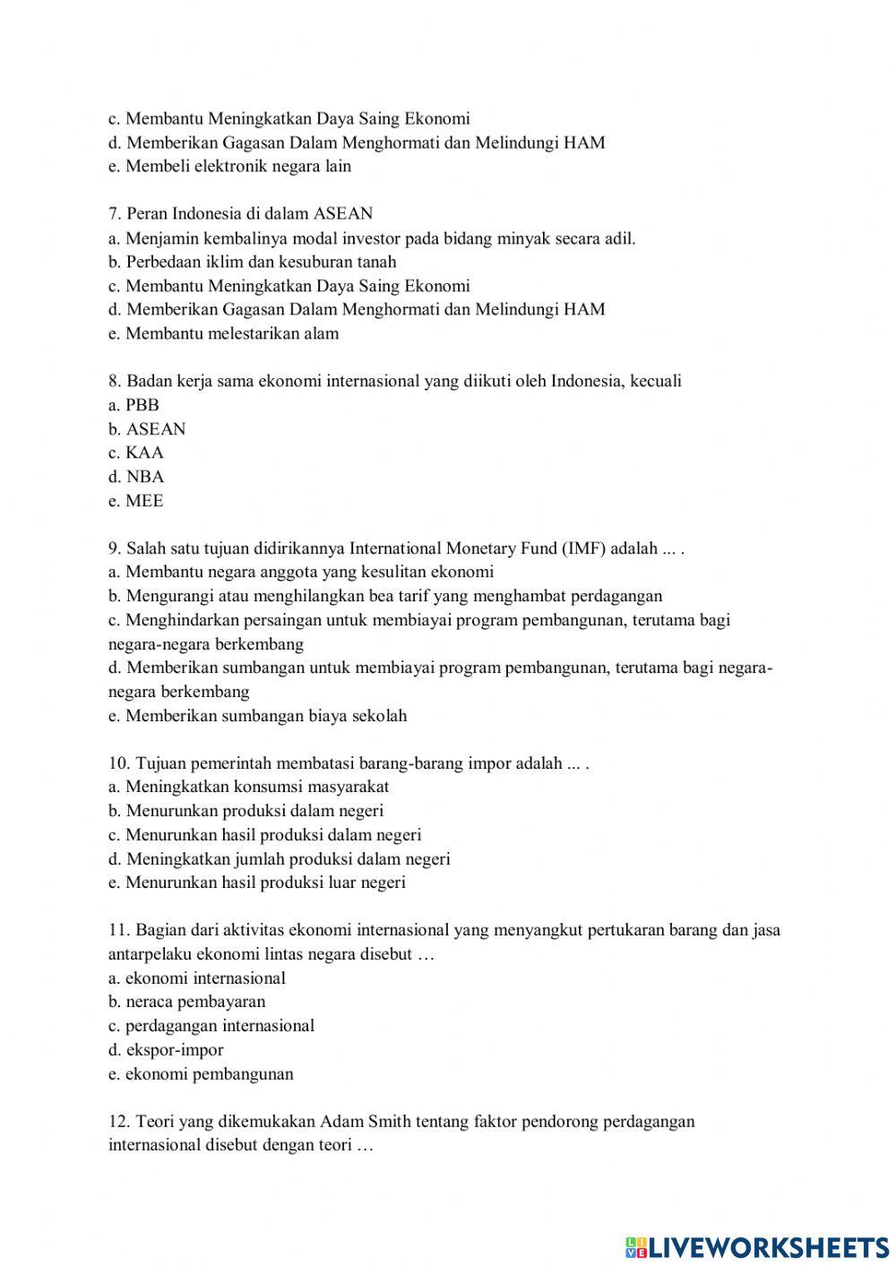 UH Kerjasama ekonomi & perdagangan internasional