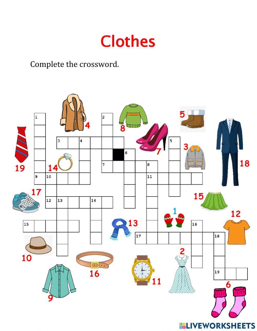 Clothes - crosswords
