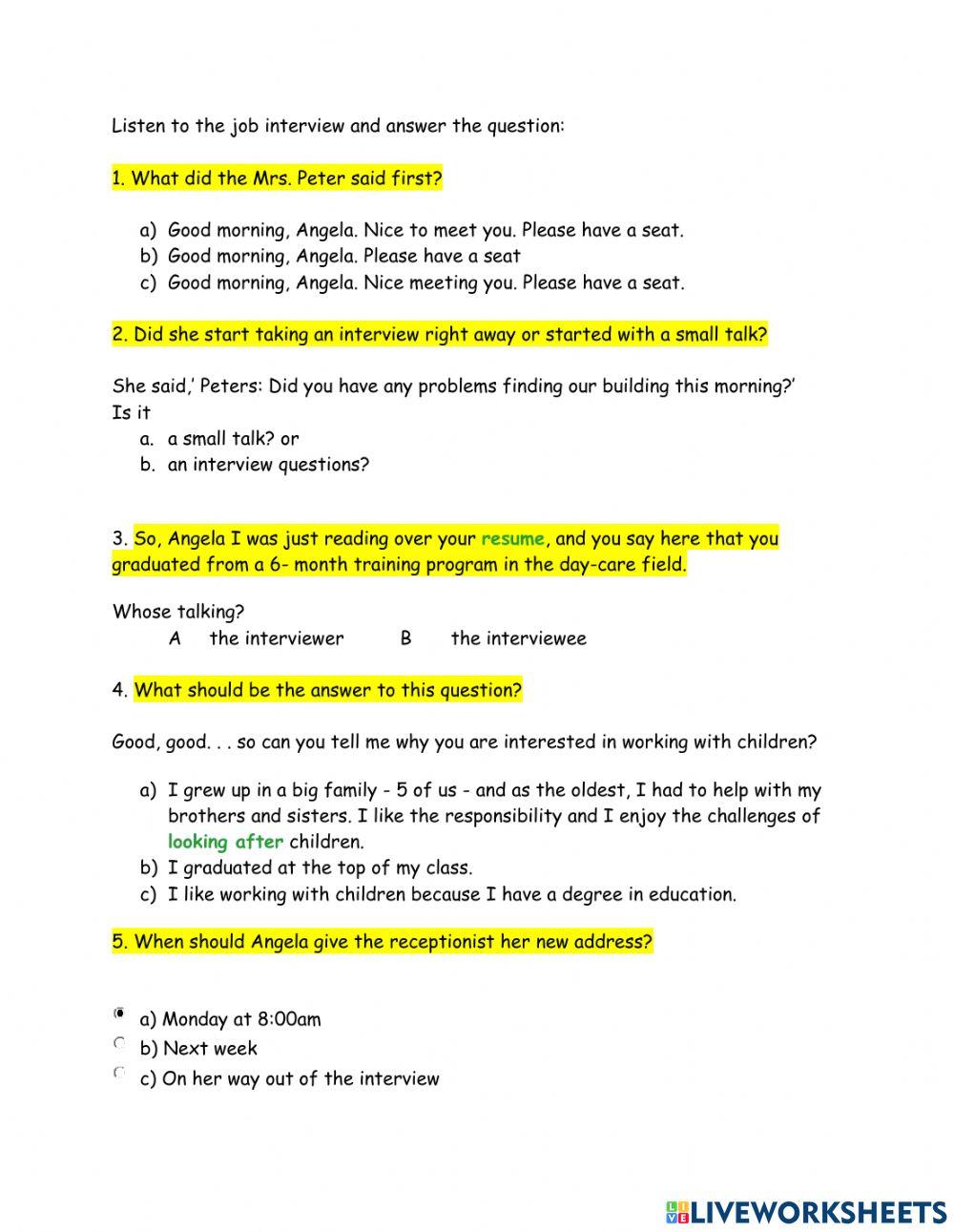 Listening to a job interview