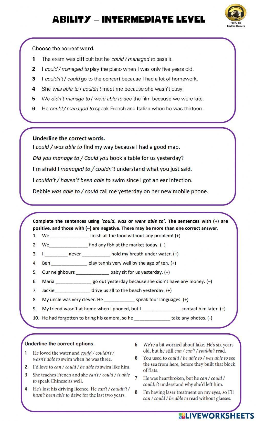 Ability - Intermediate level B1+
