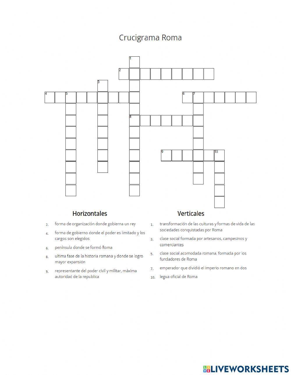 Crucigrama Roma